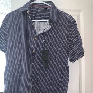 Men’s Blue grey button up short sleeve polo new with tags